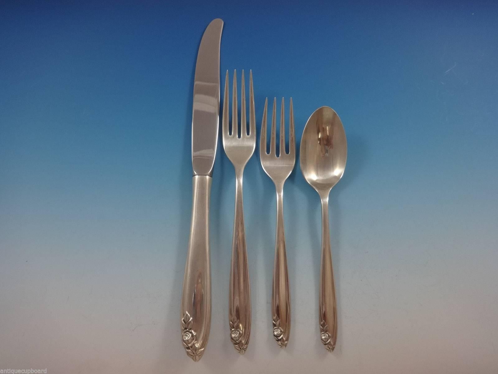 Debutante by Wallace Sterling Silver Flatware Set for 12 Service, 63 Pieces In Excellent Condition For Sale In Big Bend, WI