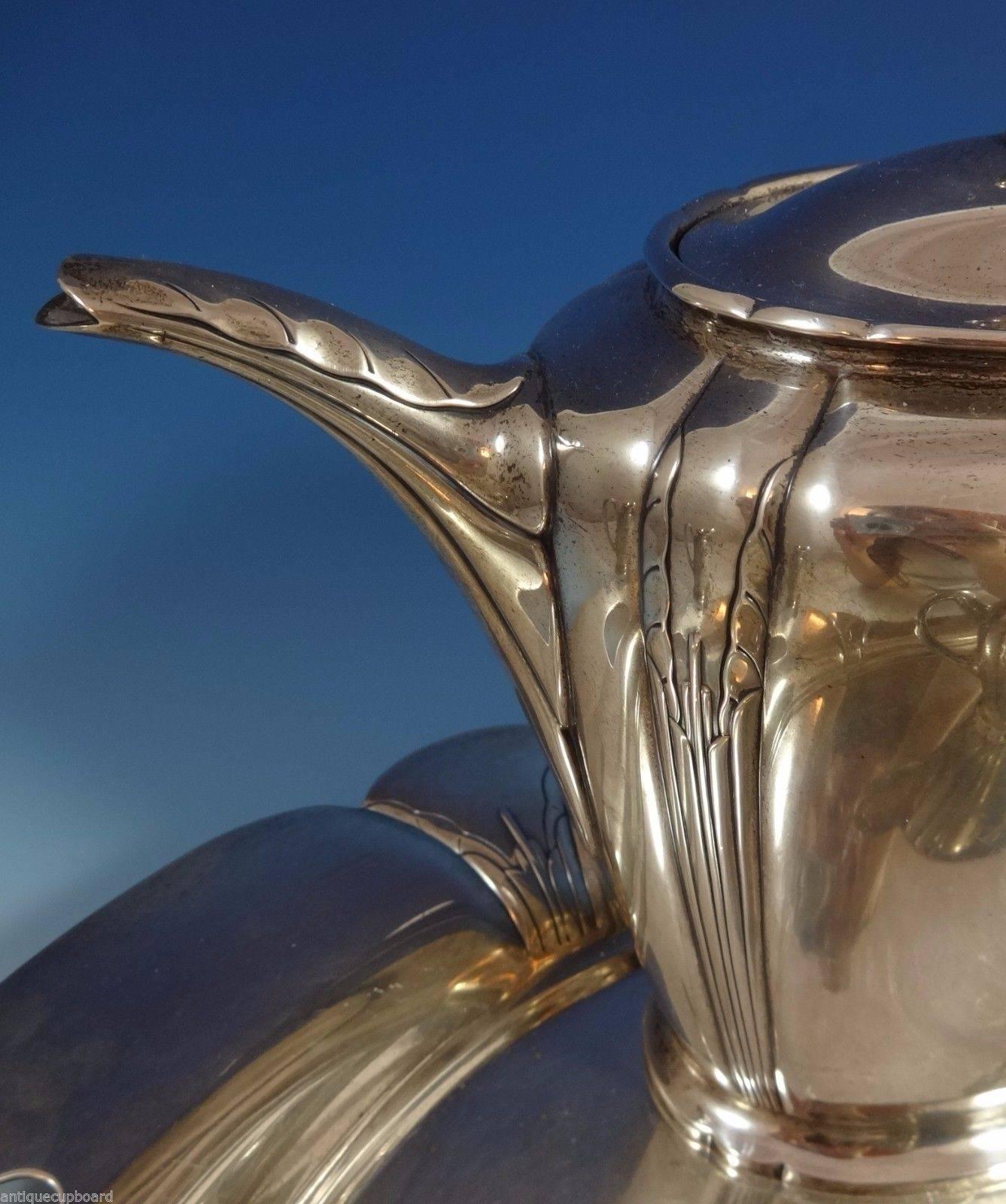 Milieu du XXe siècle Service à Thé Orchid par International en Argent Sterling de six pièces de vaisselle creuse n° 0881 en vente