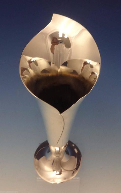 Tiffany And Co Sterling Silver Vase With Calla Lily Design