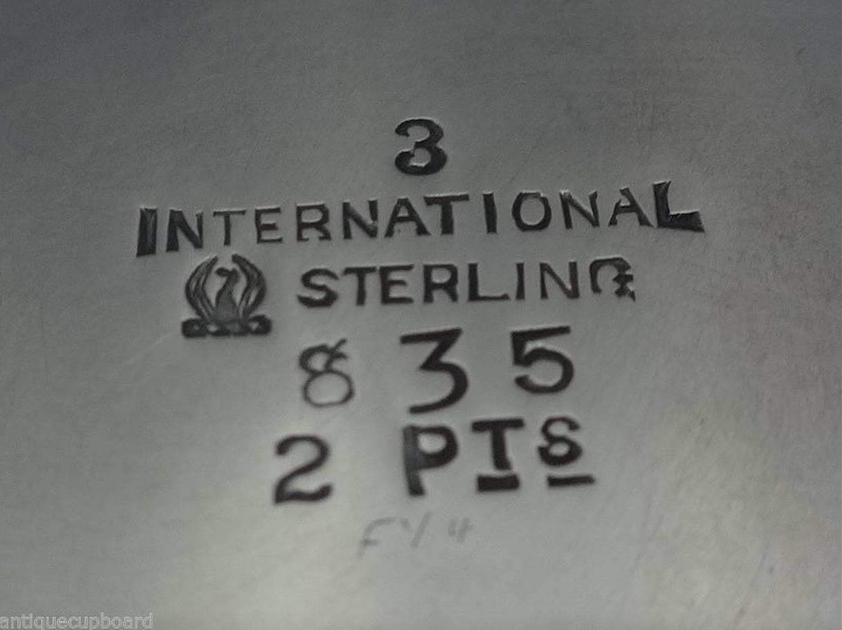 International Sterling Silver Tea 6-Piece Set Teak Handles Modernism SKU 0482 2