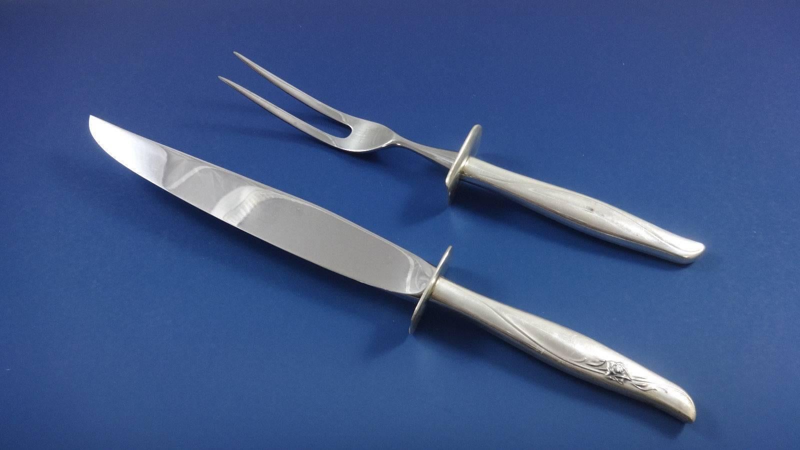 Mid-20th Century Sea Rose by Gorham Sterling Silver Flatware Set 12 Service 92 Pieces Modern