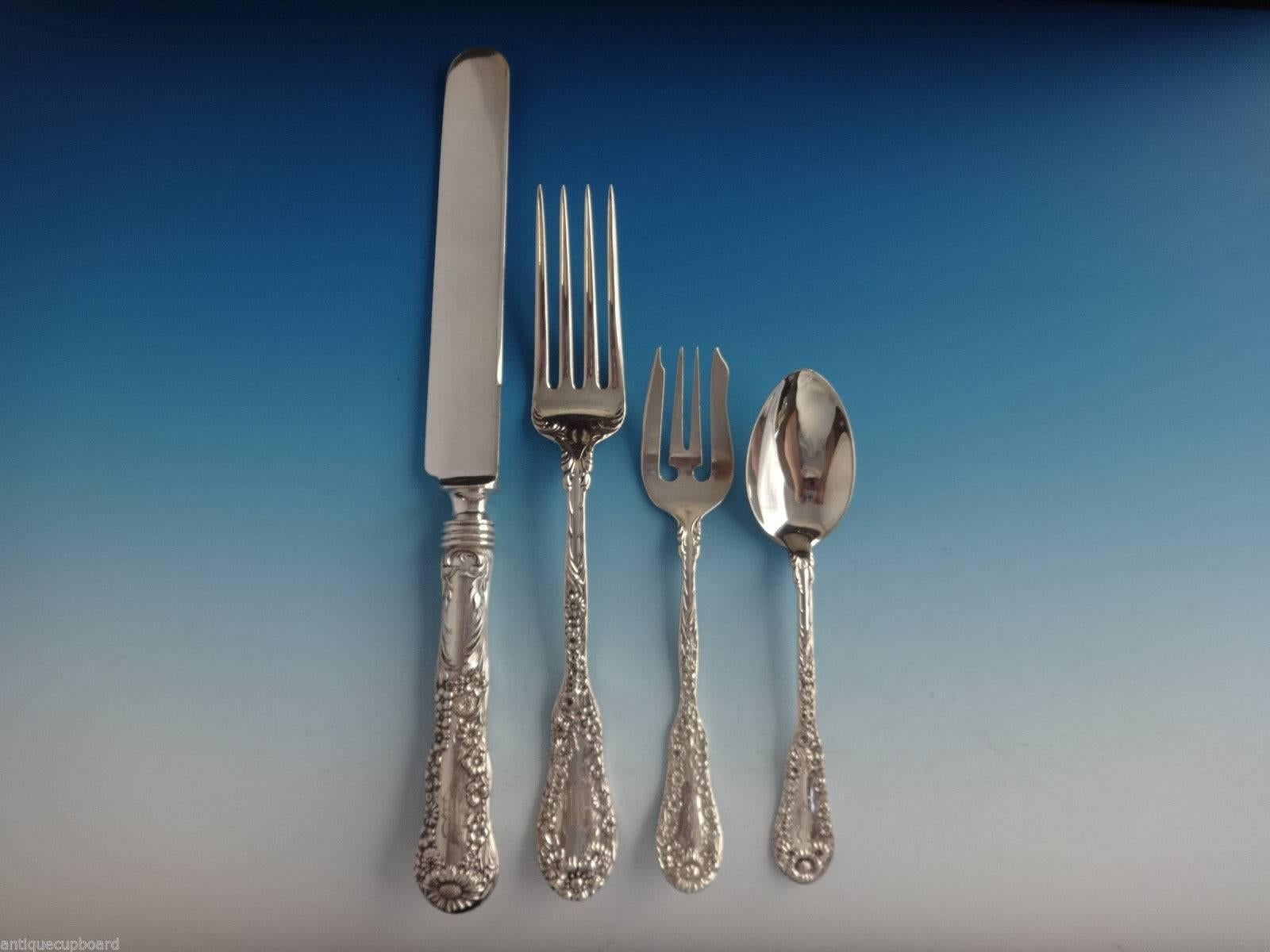 Number 10 Ten by Dominick & Haff Sterling Silver Flatware Set 126 Pieces In Excellent Condition For Sale In Big Bend, WI