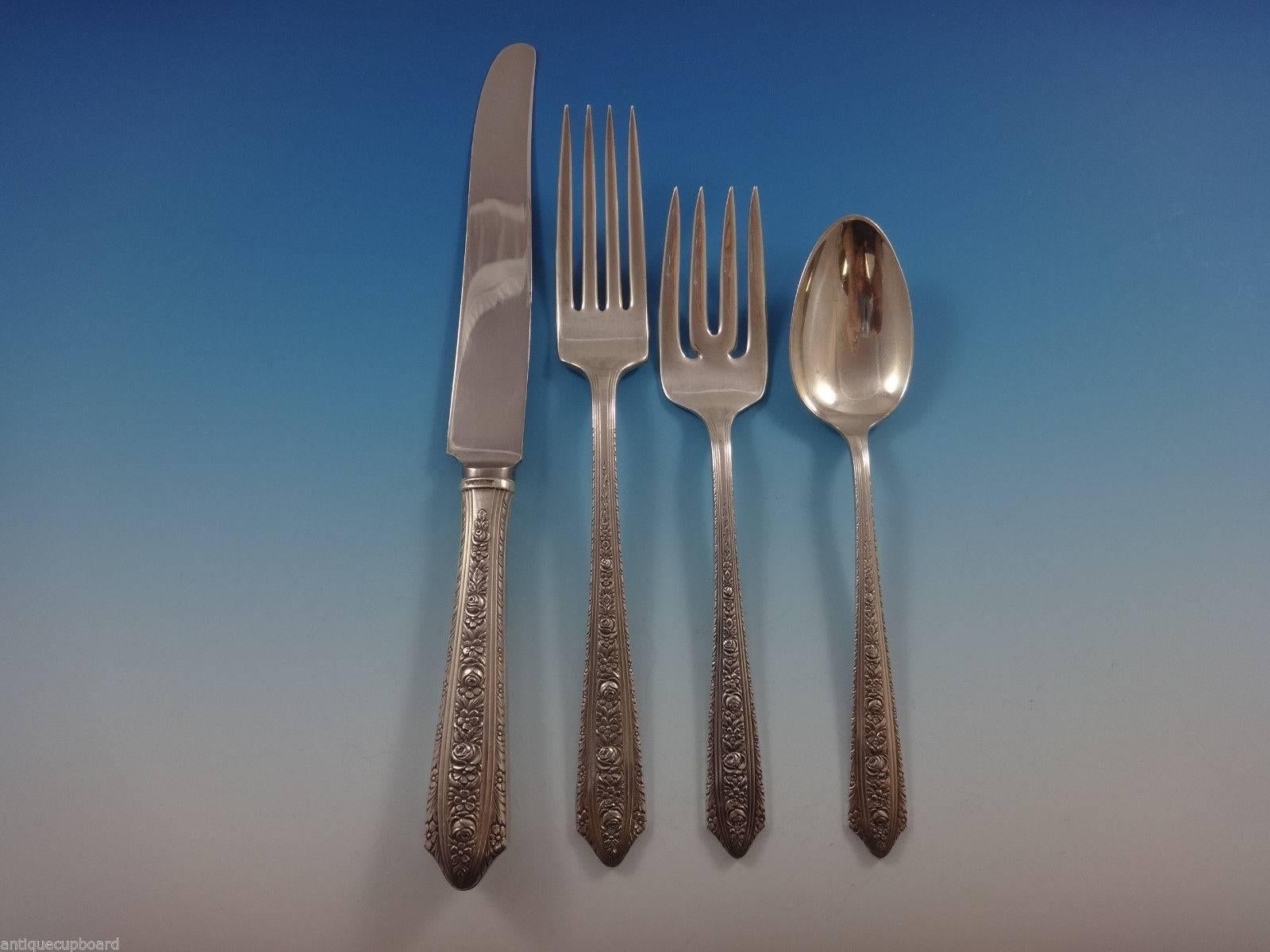 Normandie by Wallace Sterling Silver Flatware Set for 12 Service, 99 Pieces In Excellent Condition For Sale In Big Bend, WI