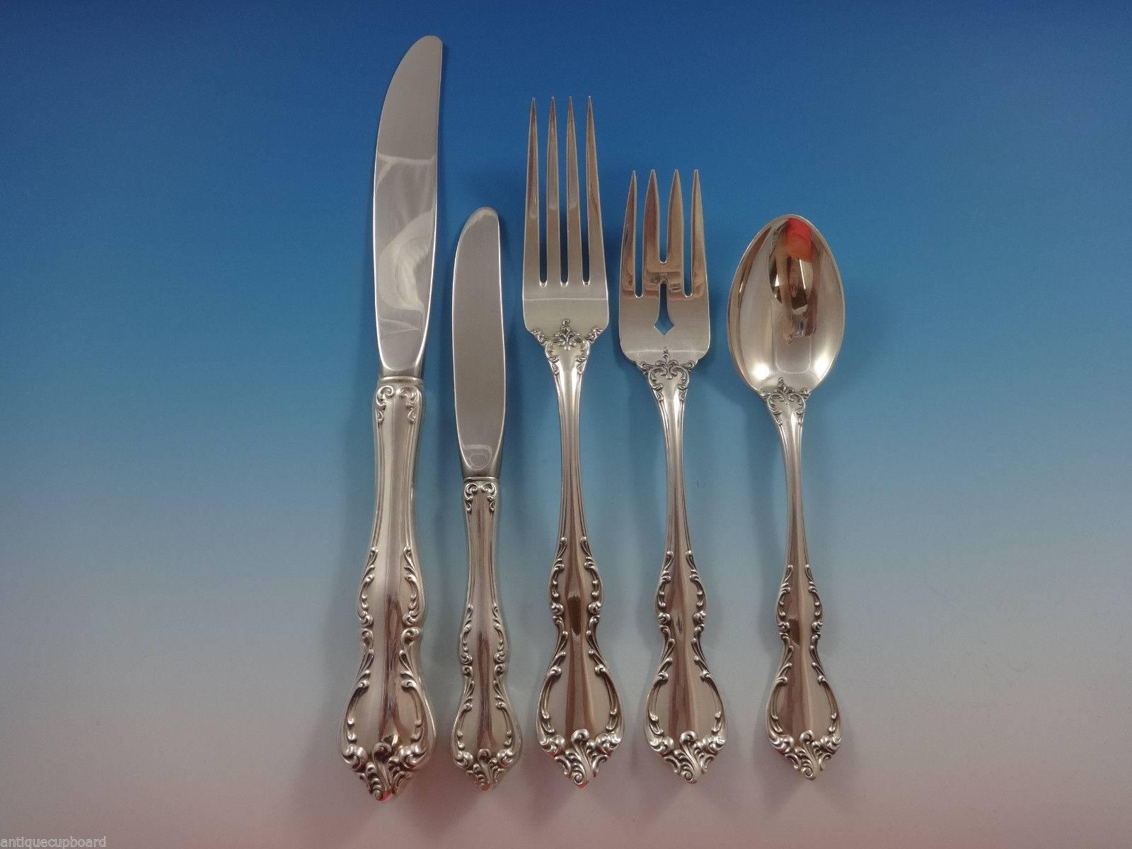 Beautiful Debussy by Towle sterling silver flatware set of 67 pieces. This set includes:

12 knives, 9