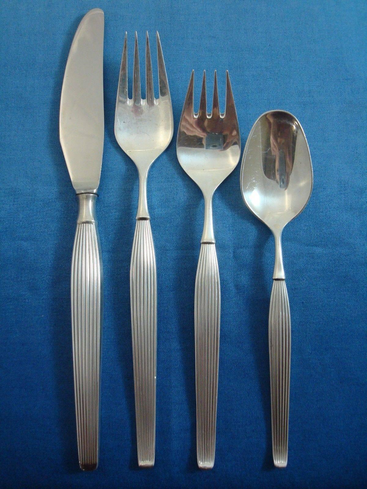 Scandinavian Modern Savoy by Frigast Sterling Silver Flatware Set Service Danish 40 Pieces
