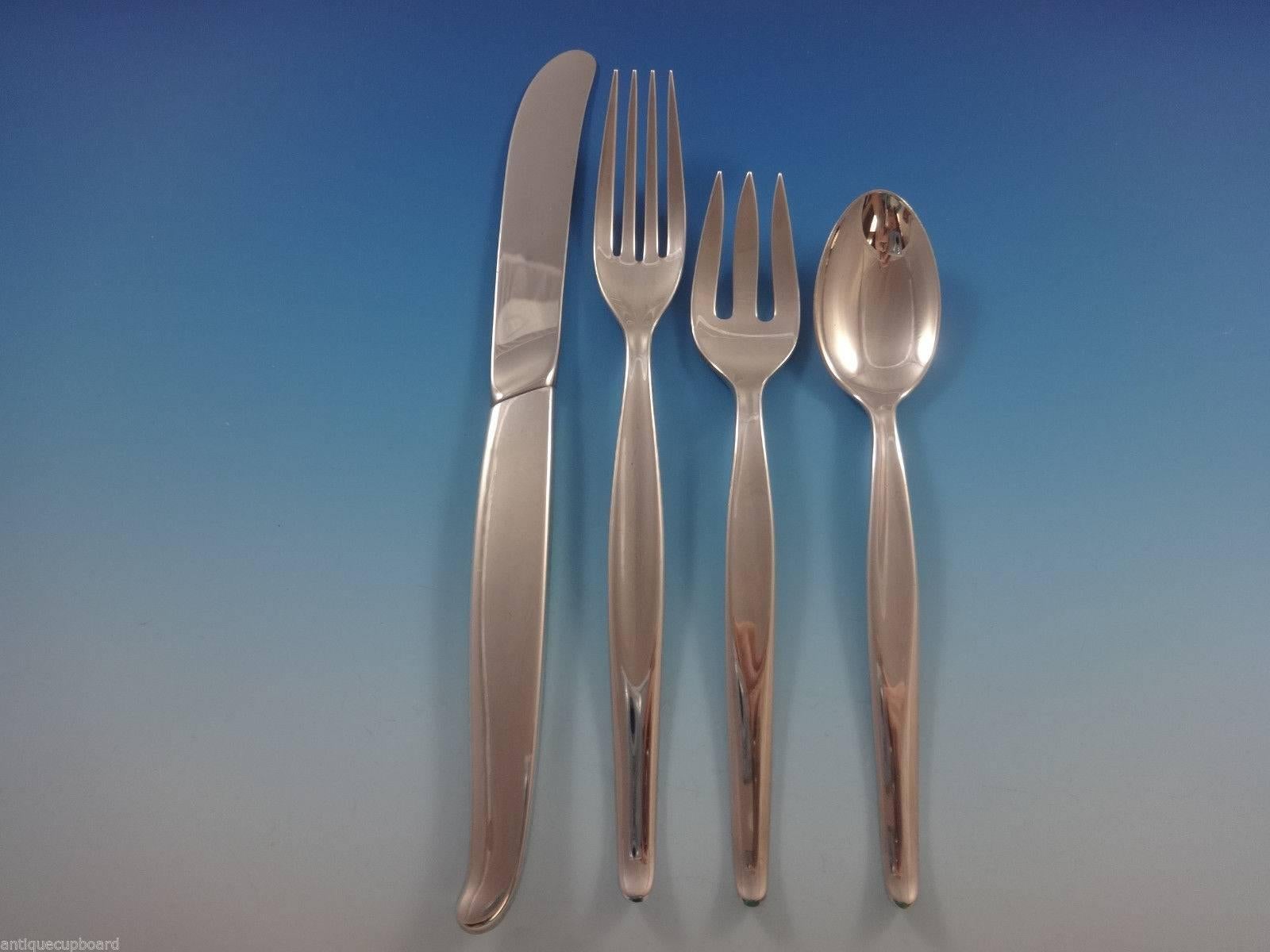 Mid-Century Modern Contour by Towle Sterling Silver Flatware Set Service 64 Pieces, Modern  For Sale