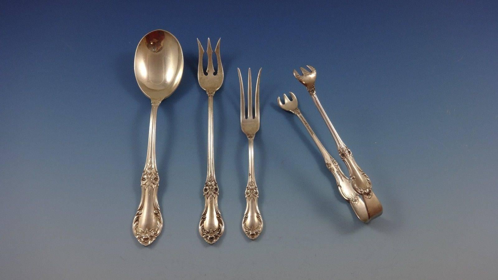 Victorian Wild Rose by International Sterling Silver Flatware Service 12 Set 95 Pieces