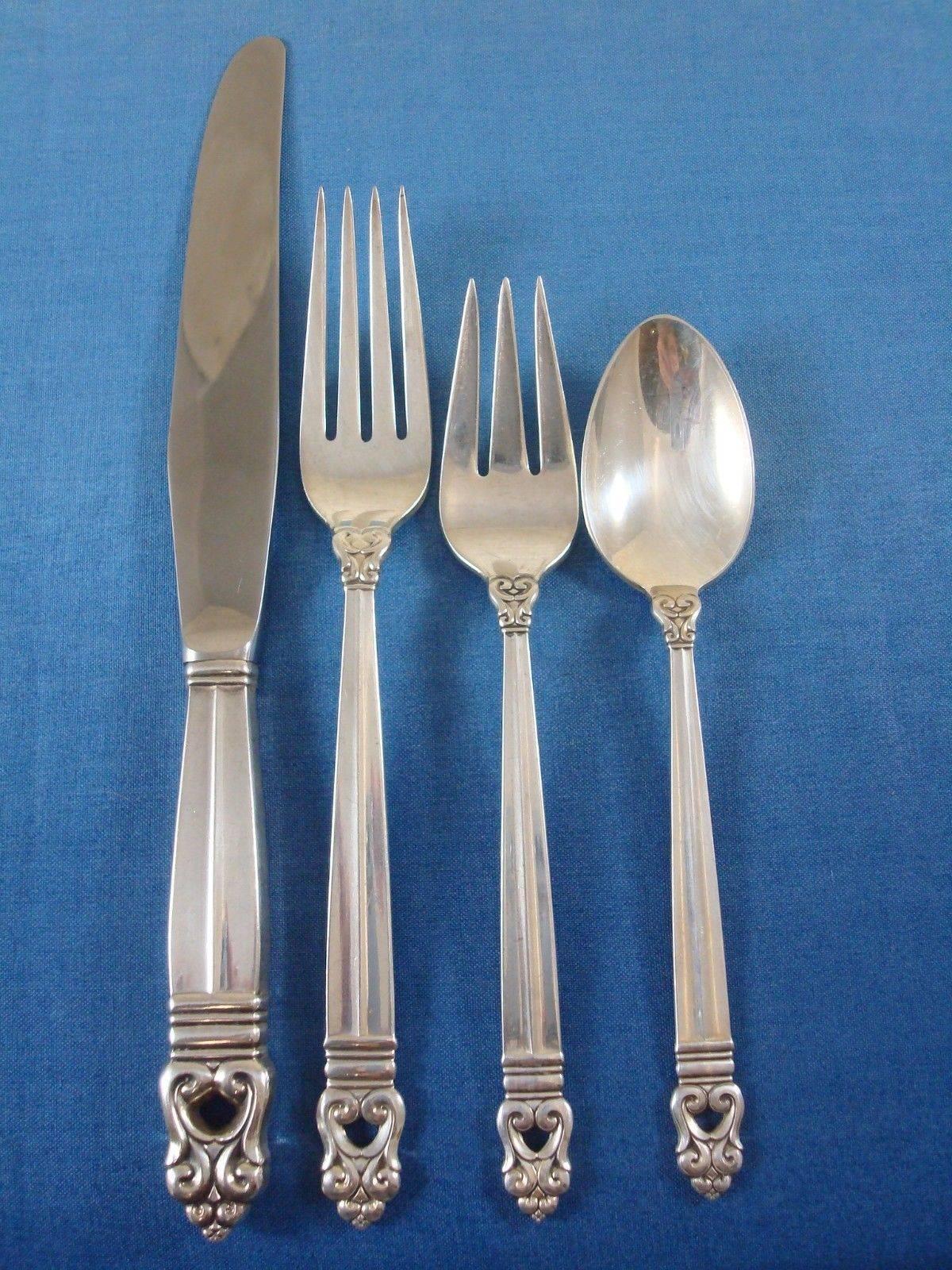 Scandinavian Modern Royal Danish by International Sterling Silver Flatware Set Service of 80 Pieces