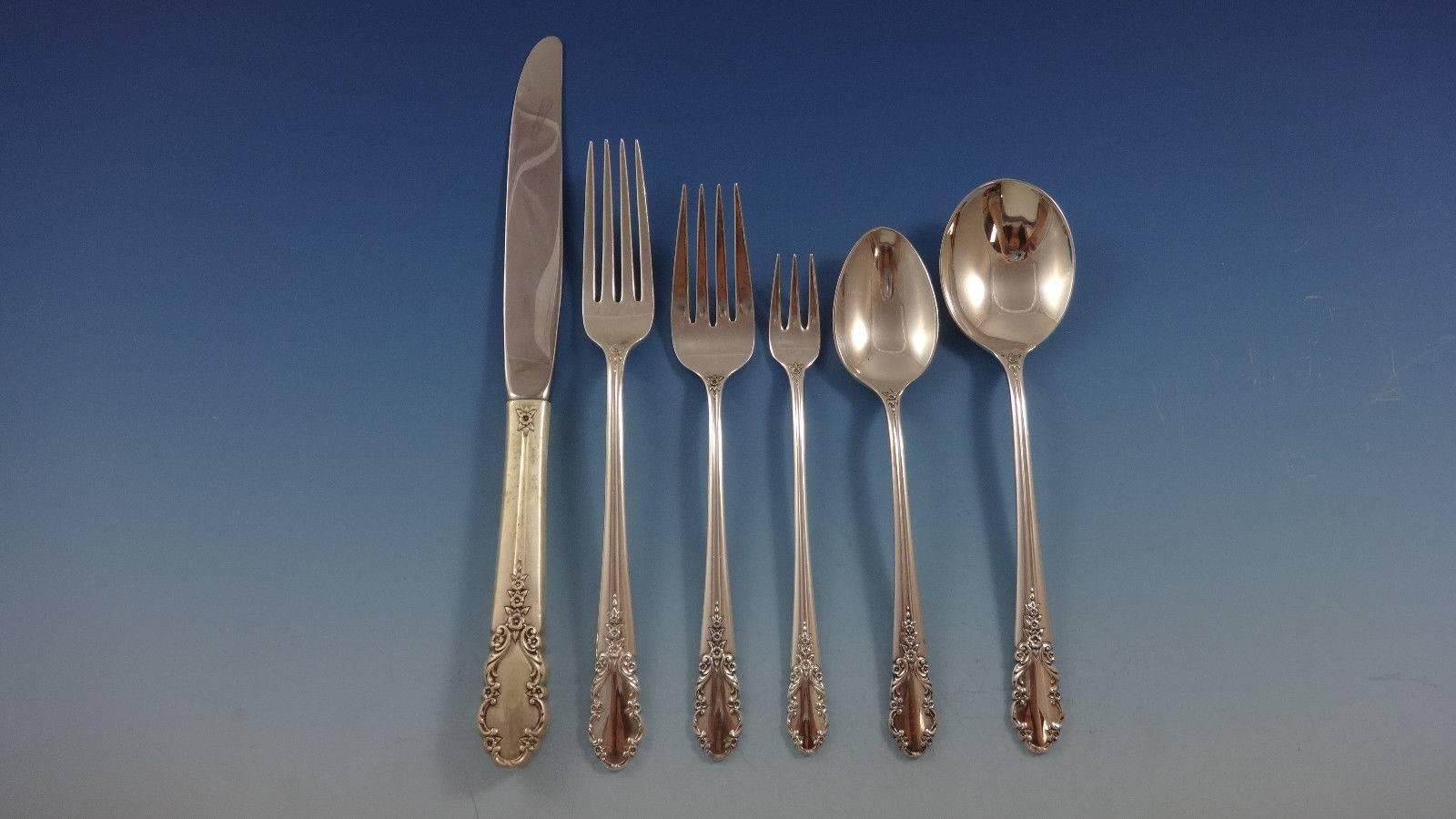 Bridal Veil by International sterling silver flatware set, 79 pieces. This set includes:

12 knives, 9 1/4