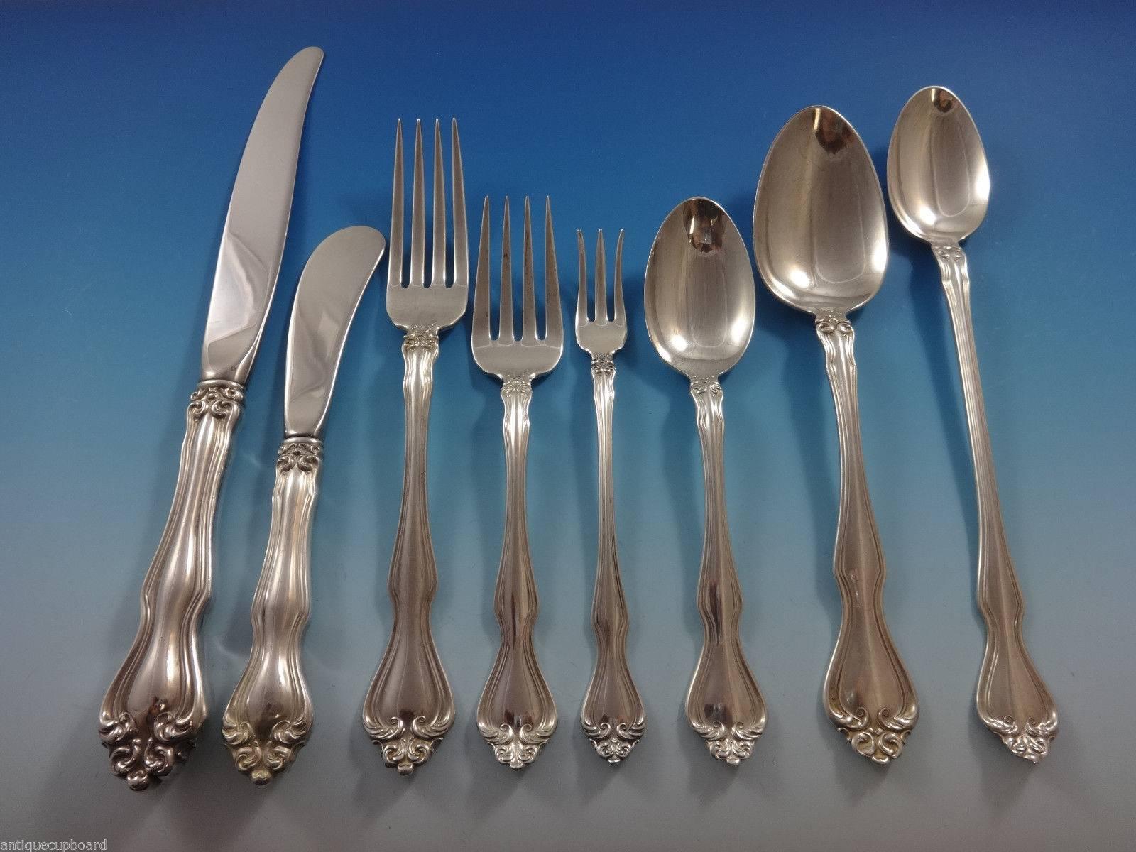 Monumental George & Martha by Westmorland sterling silver flatware set of 154 pieces. This set includes:

18 knives, 9 1/8