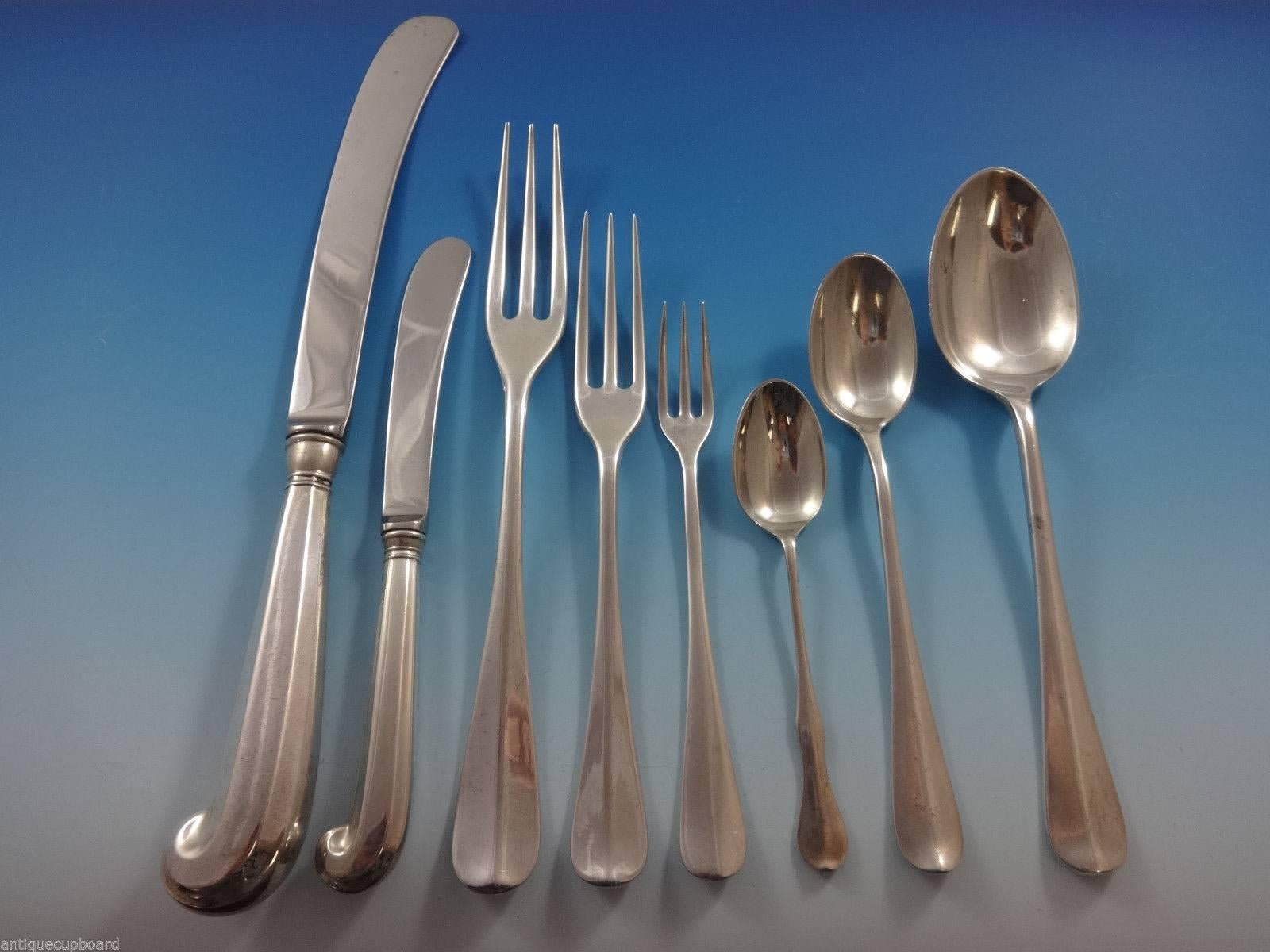 The Stieff Company was known for the quality and value of its silver products. Colonial Williamsburg commissioned Stieff to create Queen Anne in the year 1940.

Huge Queen Anne Williamsburg by Stieff sterling silver dinner flatware set of 150