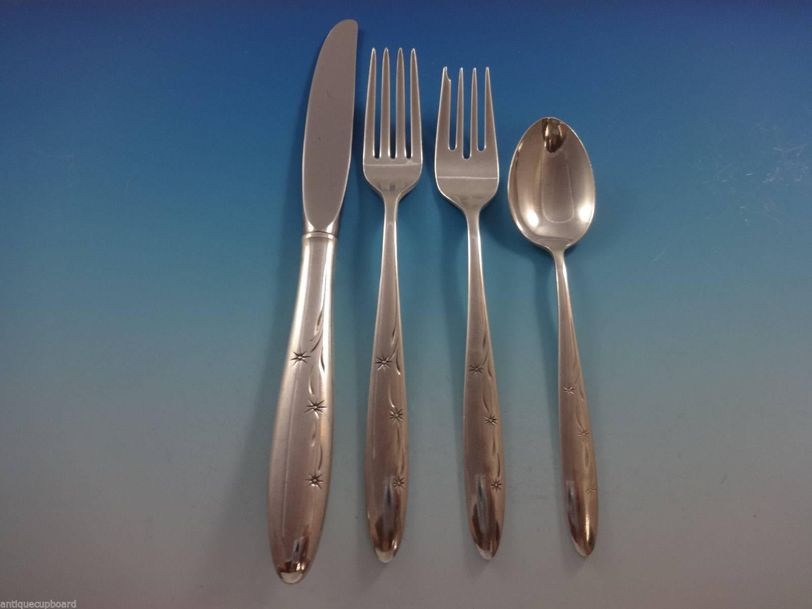 Mid-Century Modern Celeste by Gorham Sterling Silver Flatware Set for 12 Service, 79 Pieces, Modern For Sale