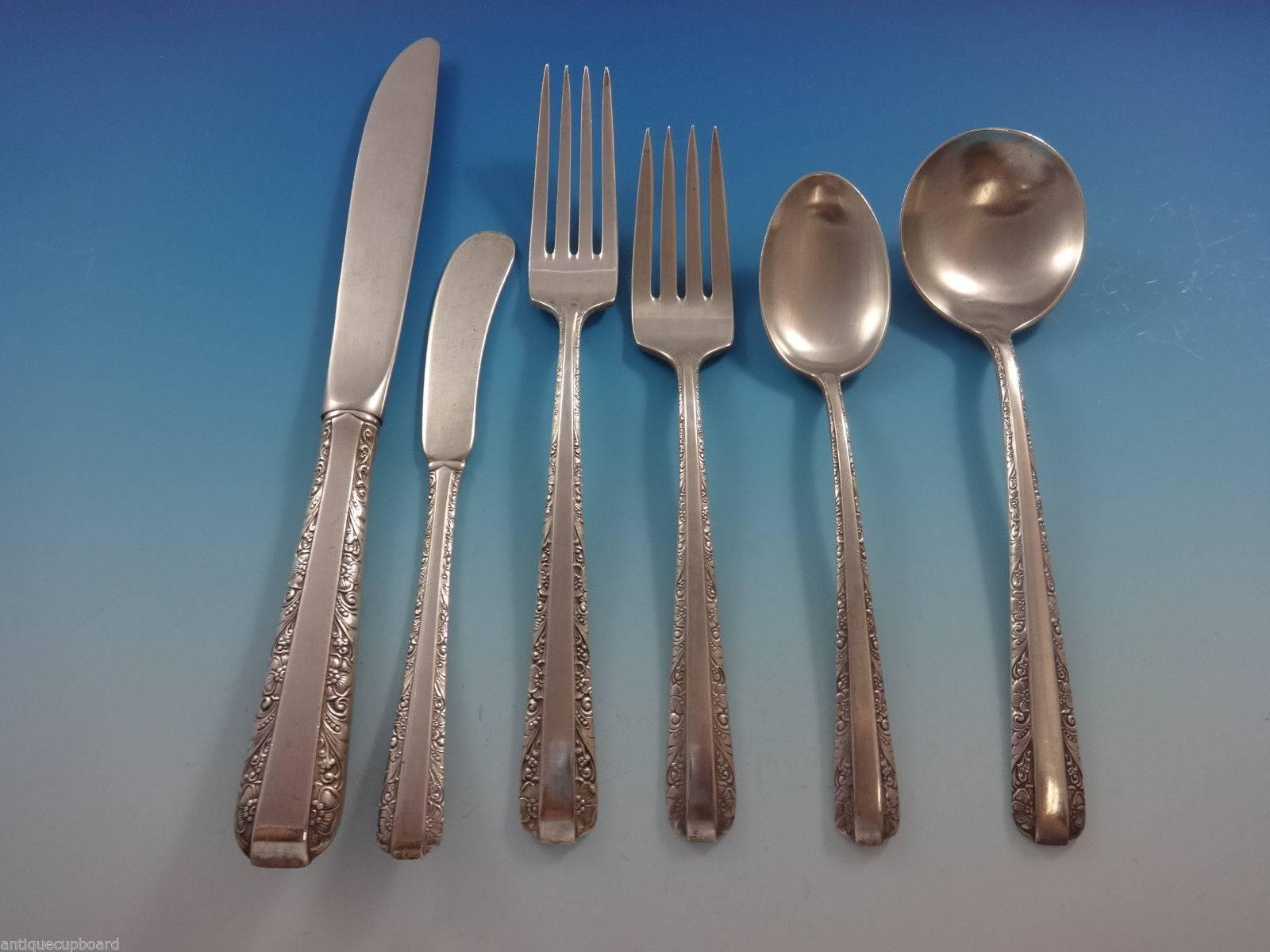 A striking effect of plain sterling contrasted with rich ornamentation. No other pattern has the allure of a raised ribbon of silver laid over a rich decorative background. Candlelight stands alone among exquisite sterling flatware