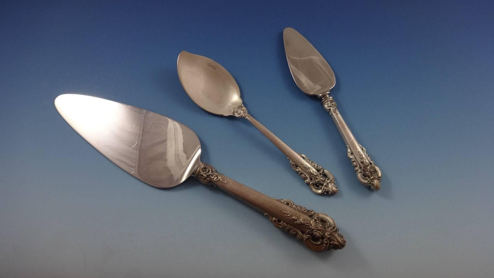 Grande Baroque by Wallace Sterling Silver Flatware Set for 12, 96 Pieces In Excellent Condition In Big Bend, WI