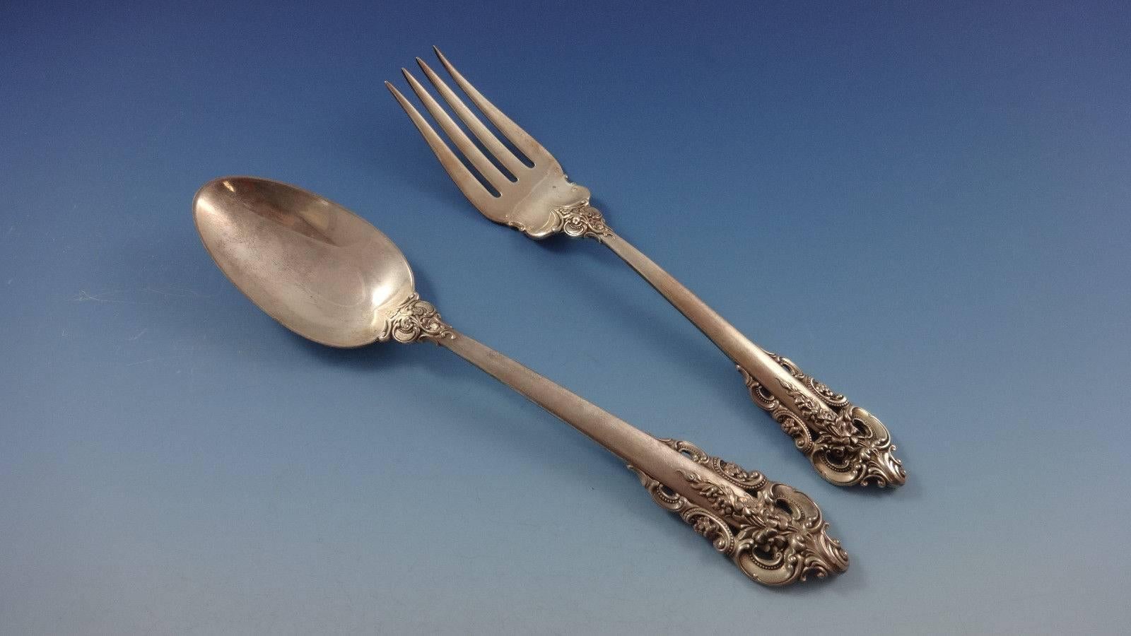 Mid-20th Century Grande Baroque by Wallace Sterling Silver Flatware Set for 12, 96 Pieces