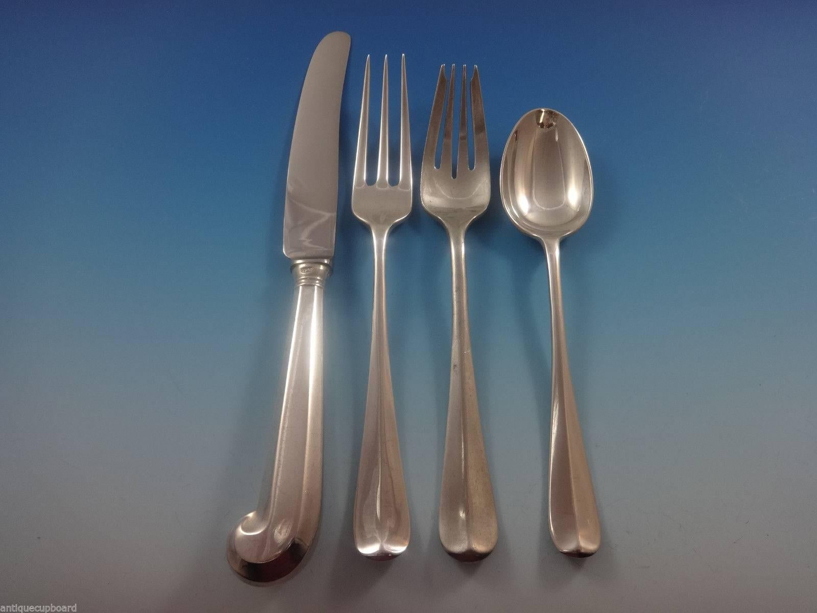 RAT TAIL BY TIFFANY & CO. Sterling Silver Flatware Set for 6 SERVICE 33 PIECES In Excellent Condition In Big Bend, WI