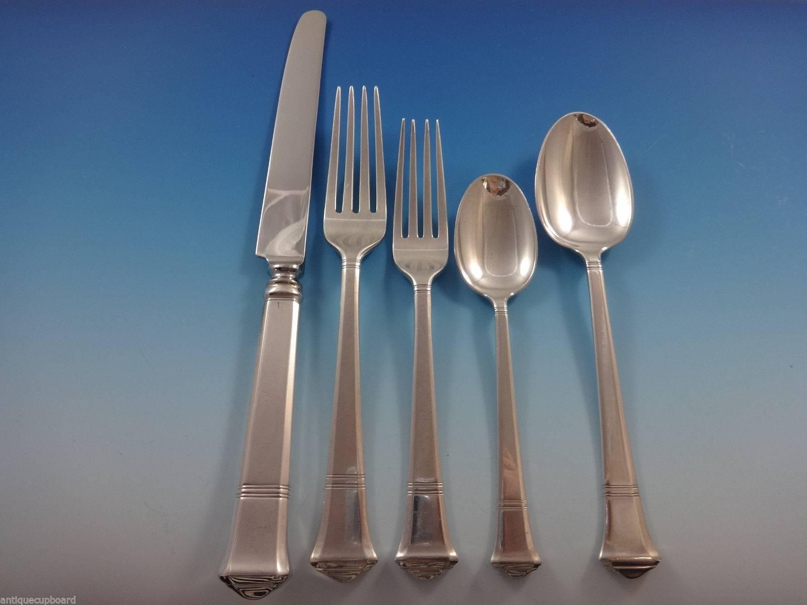 Designed with an eye for balance and proportion, each piece of Tiffany & Co. flatware is a masterpiece of form and function.

Windham by Tiffany & Co. sterling silver flatware set - 33 Pieces. Great starter set! This set includes:

Six dinner