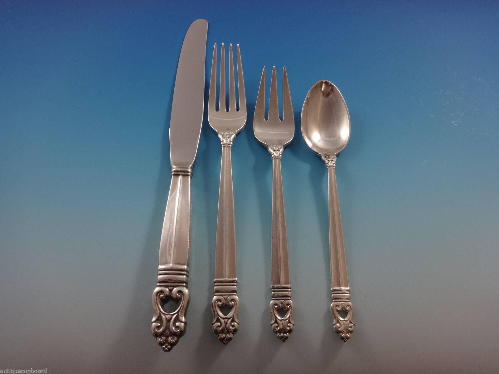 Scandinavian Modern Royal Danish by International Sterling Silver Flatware Set for Eight, 52 Pieces For Sale