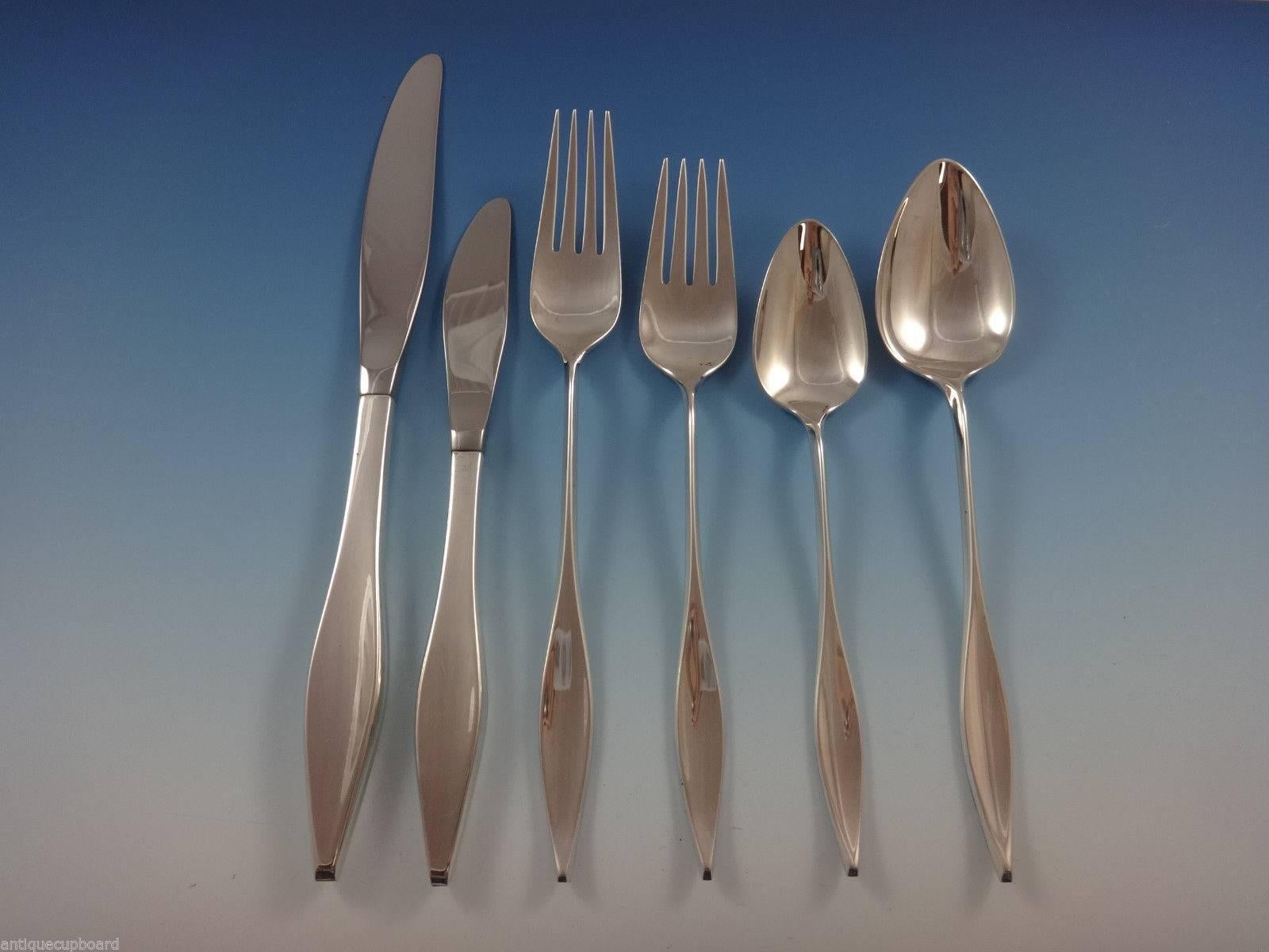 Mid-Century Modern Lark by Reed & Barton sterling silver Flatware set - 76 Pieces. Designed by John Prip. This set includes:

12 knives, 9
