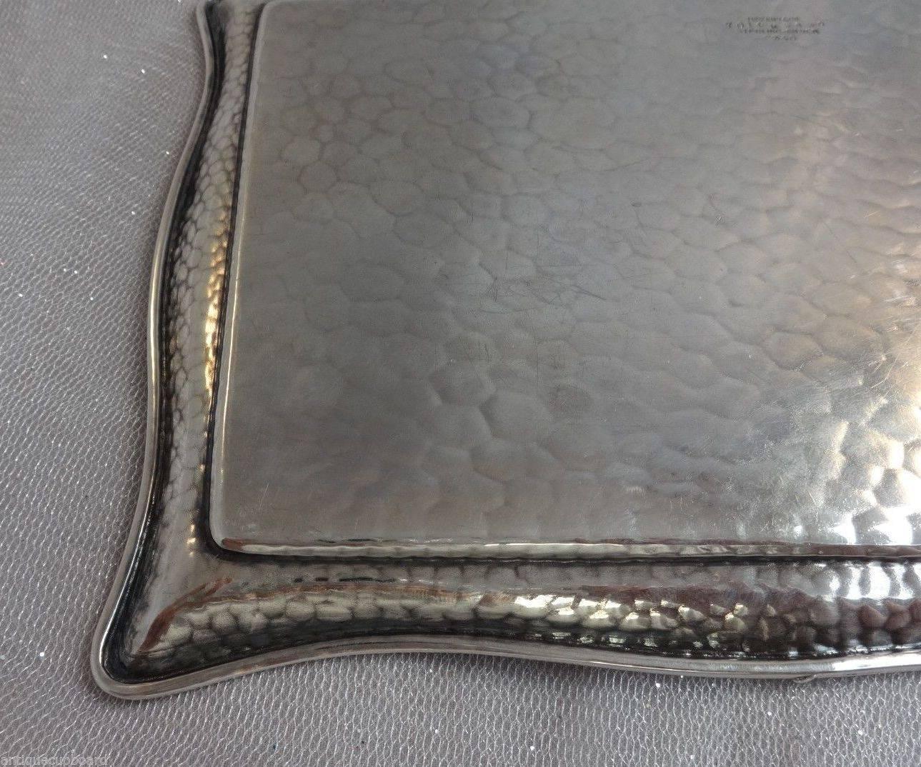 Tiffany & Co. Sterling Silver Business Card Tray, Hand-Hammered with Beetle 3