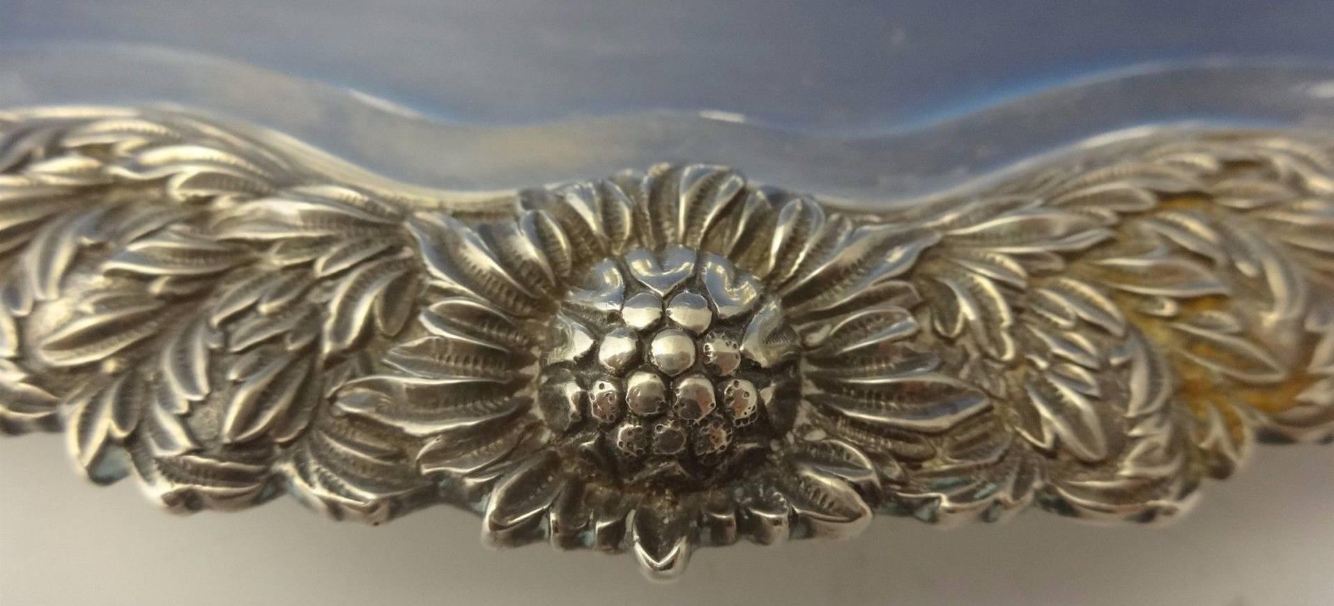 Late 19th Century Chrysanthemum by Tiffany & Co. Sterling Silver Oval Tray