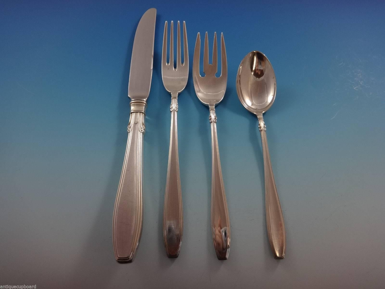 Nocturne by Gorham Sterling Silver Flatware Service for 12 Set 93 Pieces In Excellent Condition For Sale In Big Bend, WI