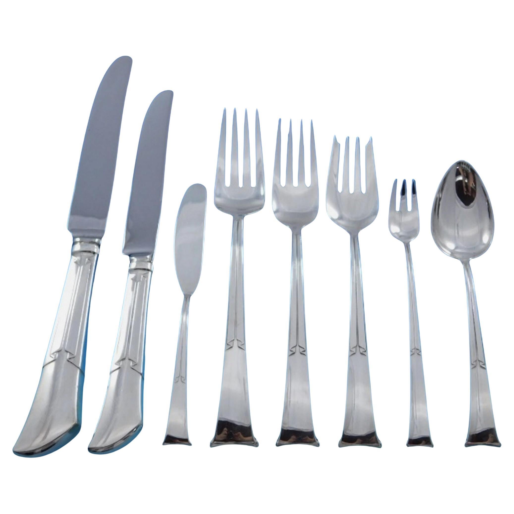 Linenfold by Tiffany and Co. Sterling Silver Flatware Service 8 Set 71 pc Dinner For Sale