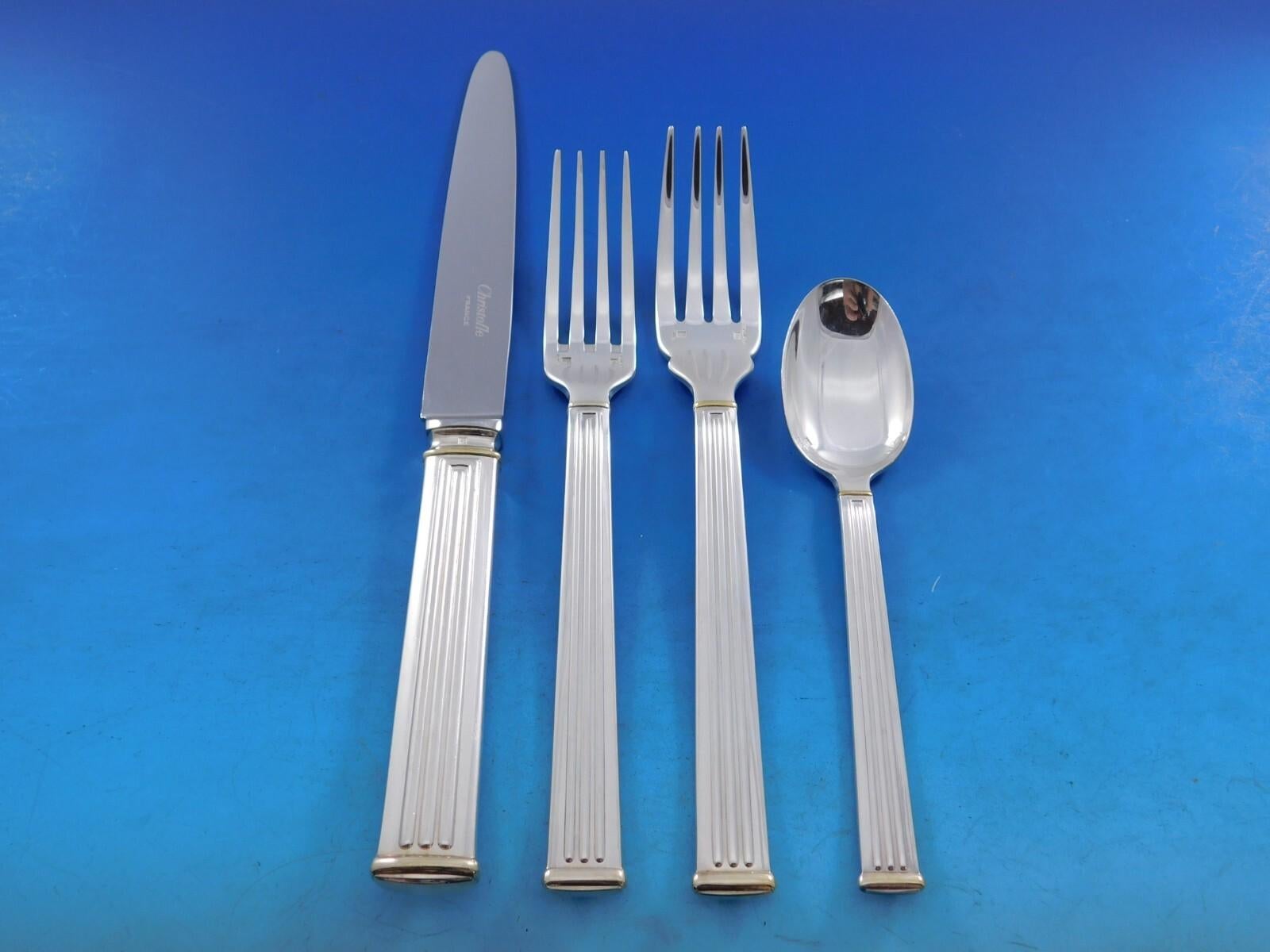 Service de couverts en métal argenté Triade Gold de Christofle France 132 pièces en vente 1