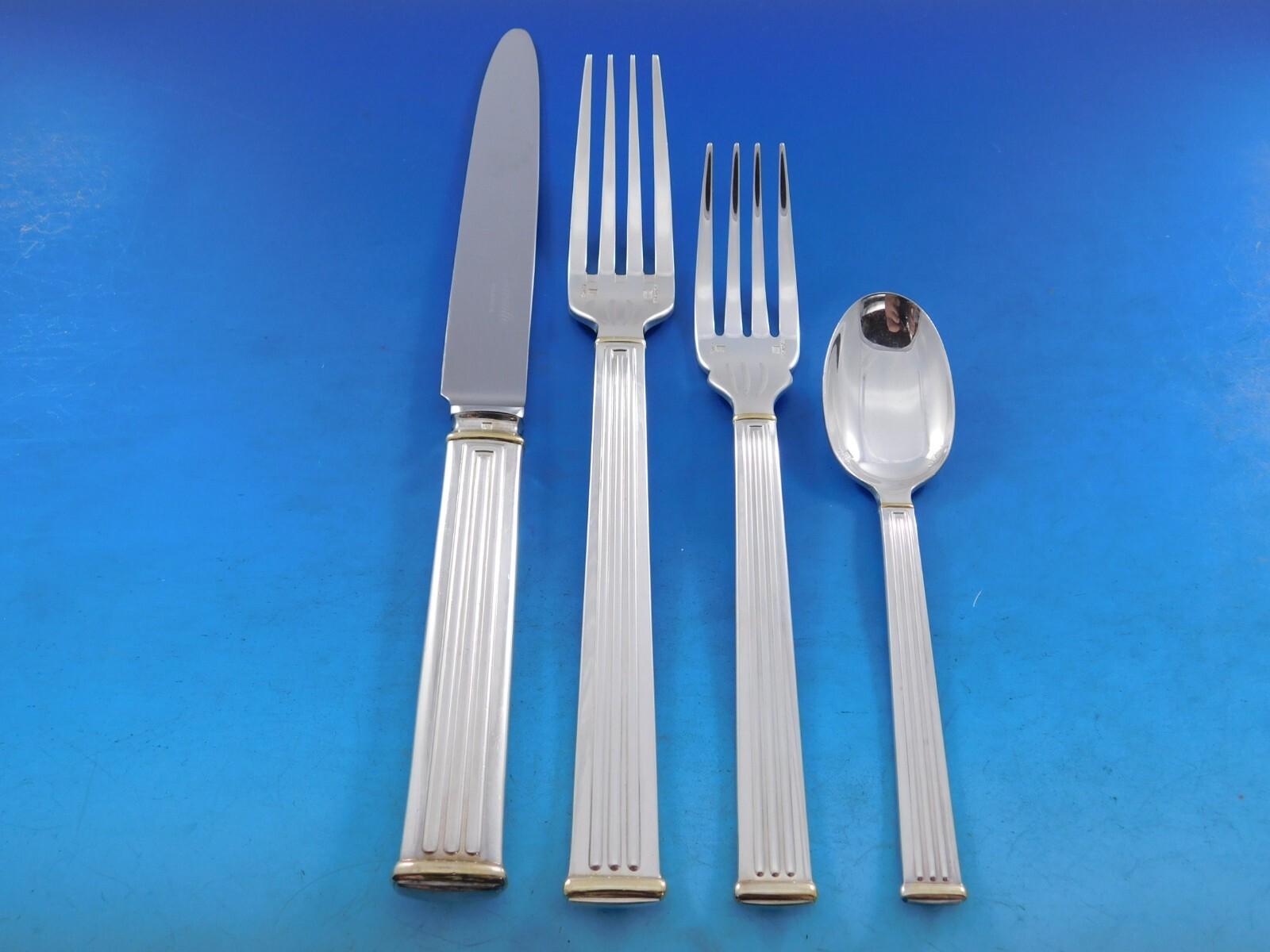 Service de couverts en métal argenté Triade Gold de Christofle France 132 pièces en vente 2