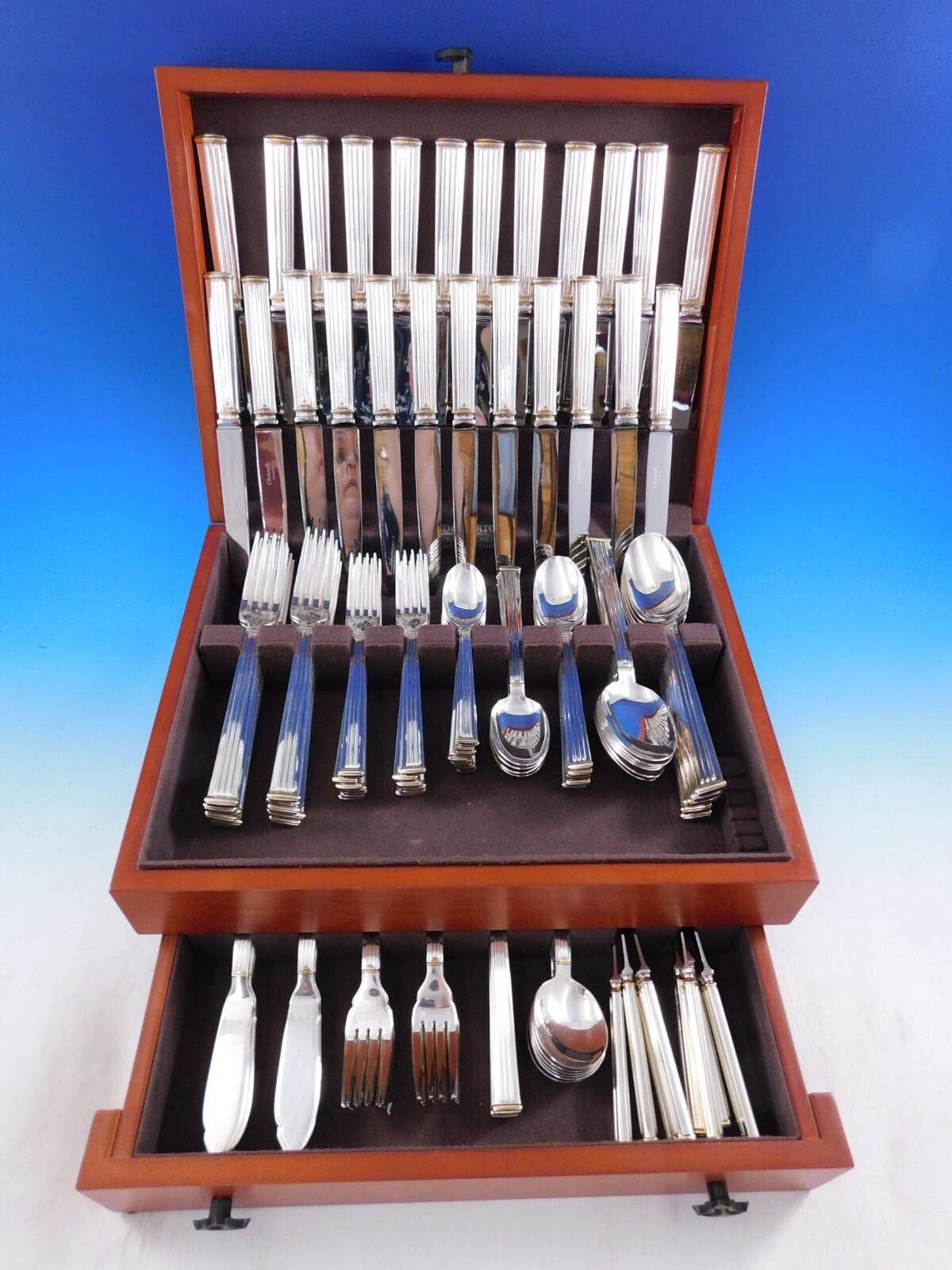 Service de couverts en métal argenté Triade Gold de Christofle France 132 pièces en vente 3