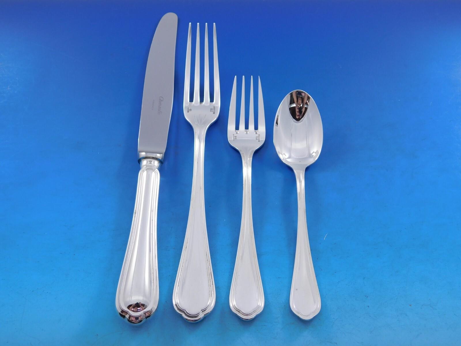 Silver Plate Spatours by Christofle Silverplate Flatware Service 8 Dinner Set 40 pcs Unused For Sale