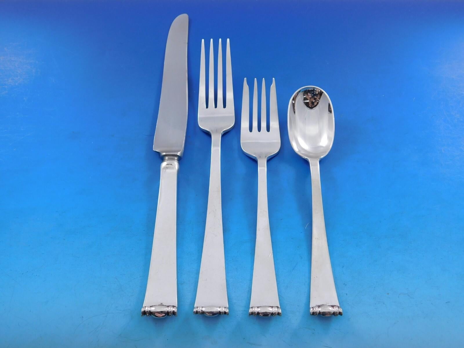 Modern Georgian by Allan Adler Sterling Silver Flatware Set Service 57 pc Dinner For Sale 6