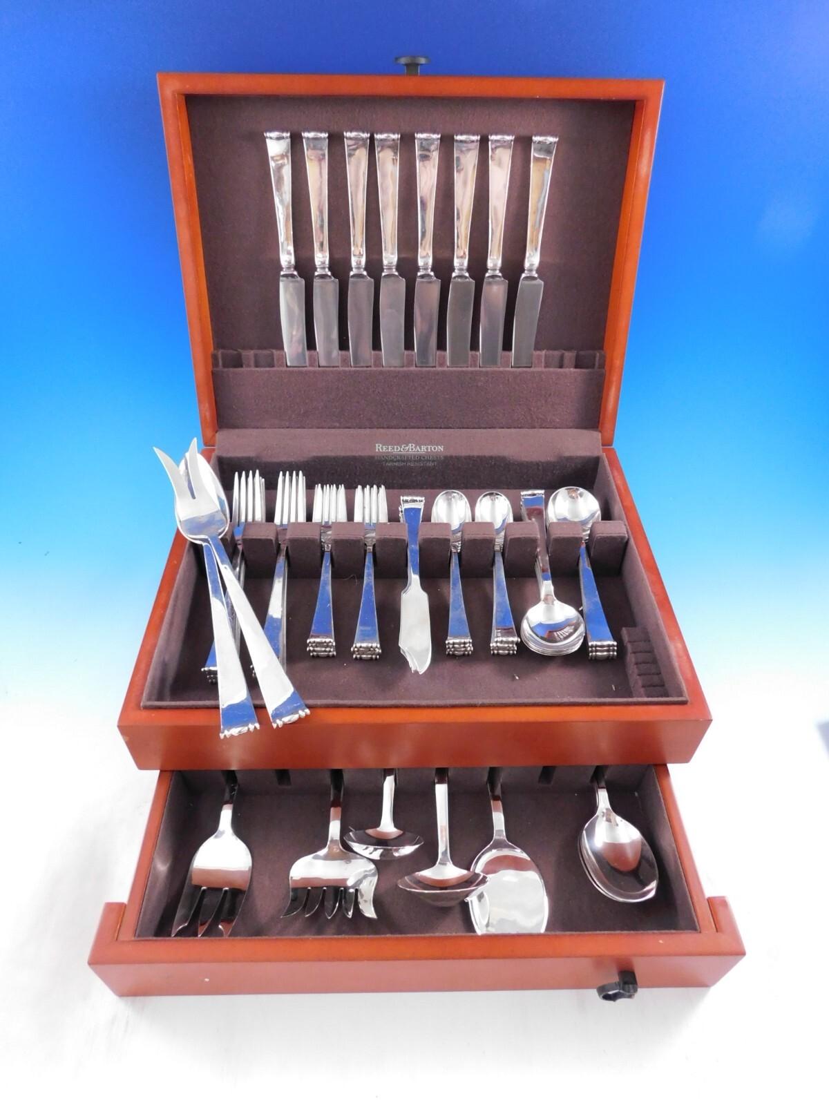 Modern Georgian by Allan Adler Sterling Silver Flatware Set Service 57 pc Dinner For Sale 7