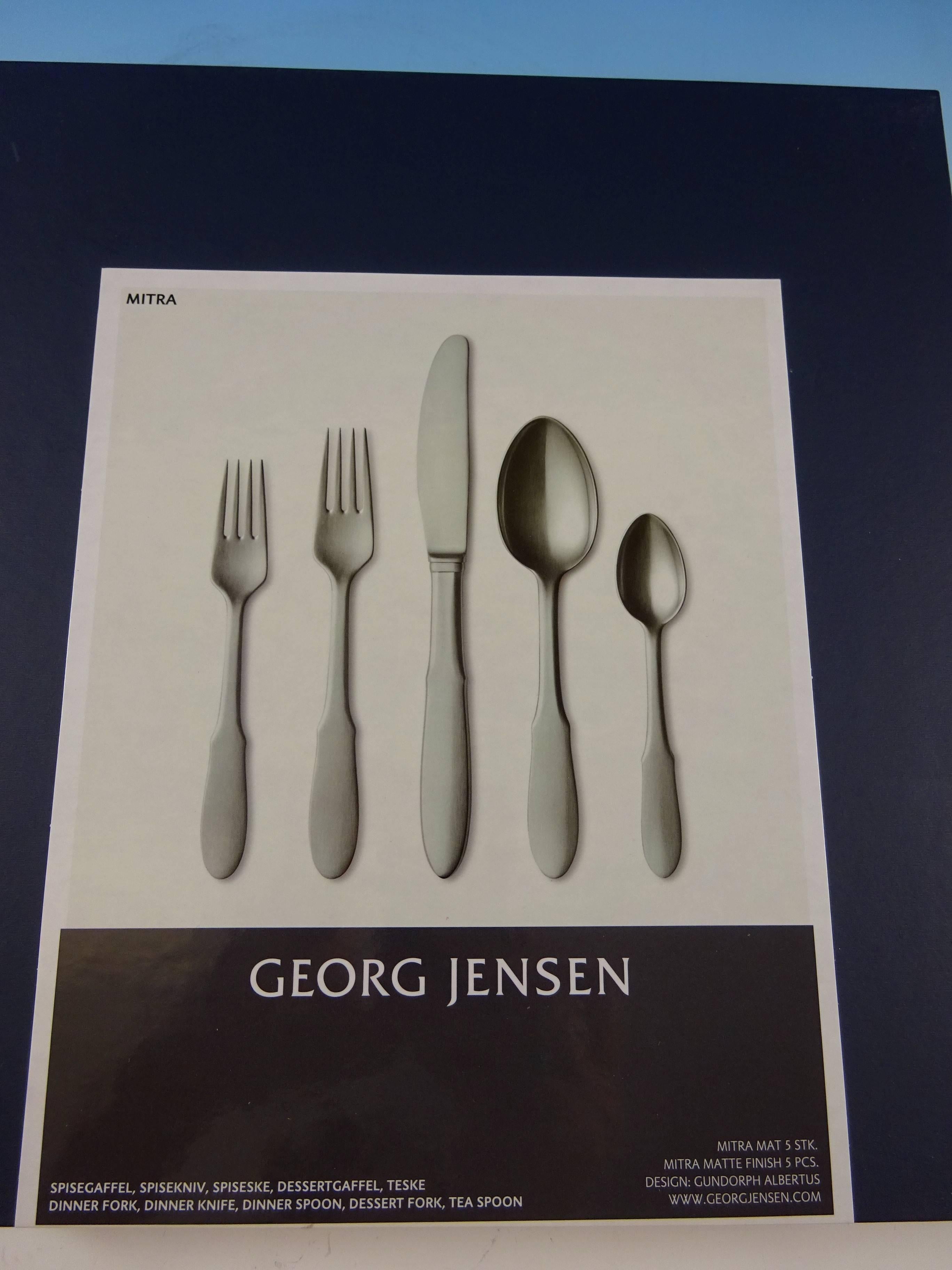 Danish New Mitra by Georg Jensen Stainless Steel Flatware Set for 12 Service 60 Pcs