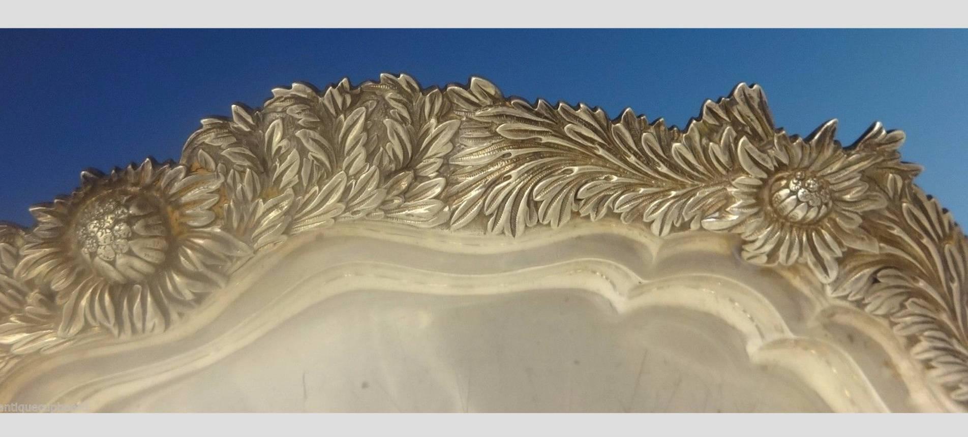 American Chrysanthemum by Tiffany Sterling Silver Salver Tray Octagonal Shape Hollowware