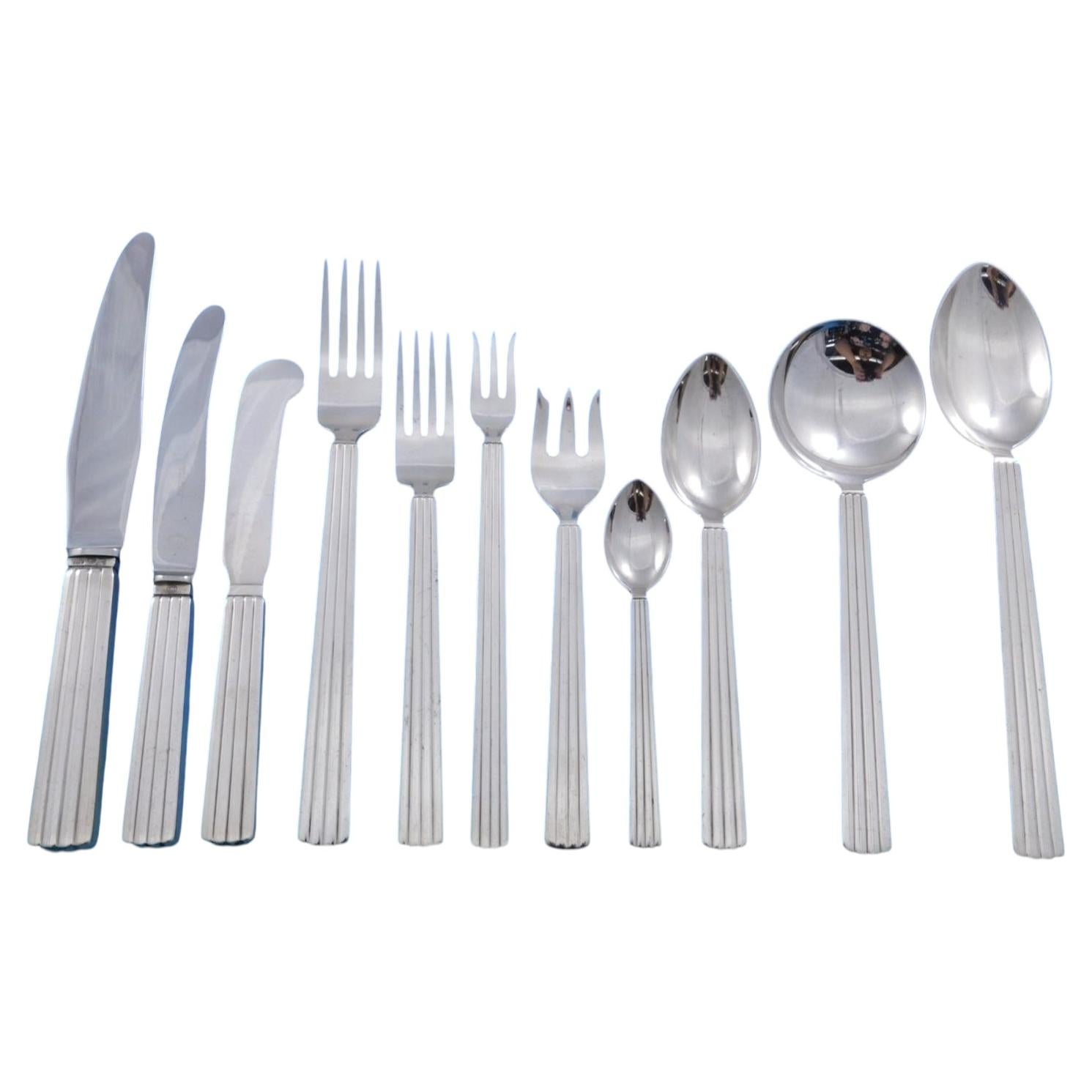 Bernadotte by Georg Jensen Sterling Silver Flatware Set Service 145 pcs Luncheon