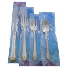 Edgemont Gold by Gorham Sterling Silver Flatware Set 8 Service 32 pcs Dinner New