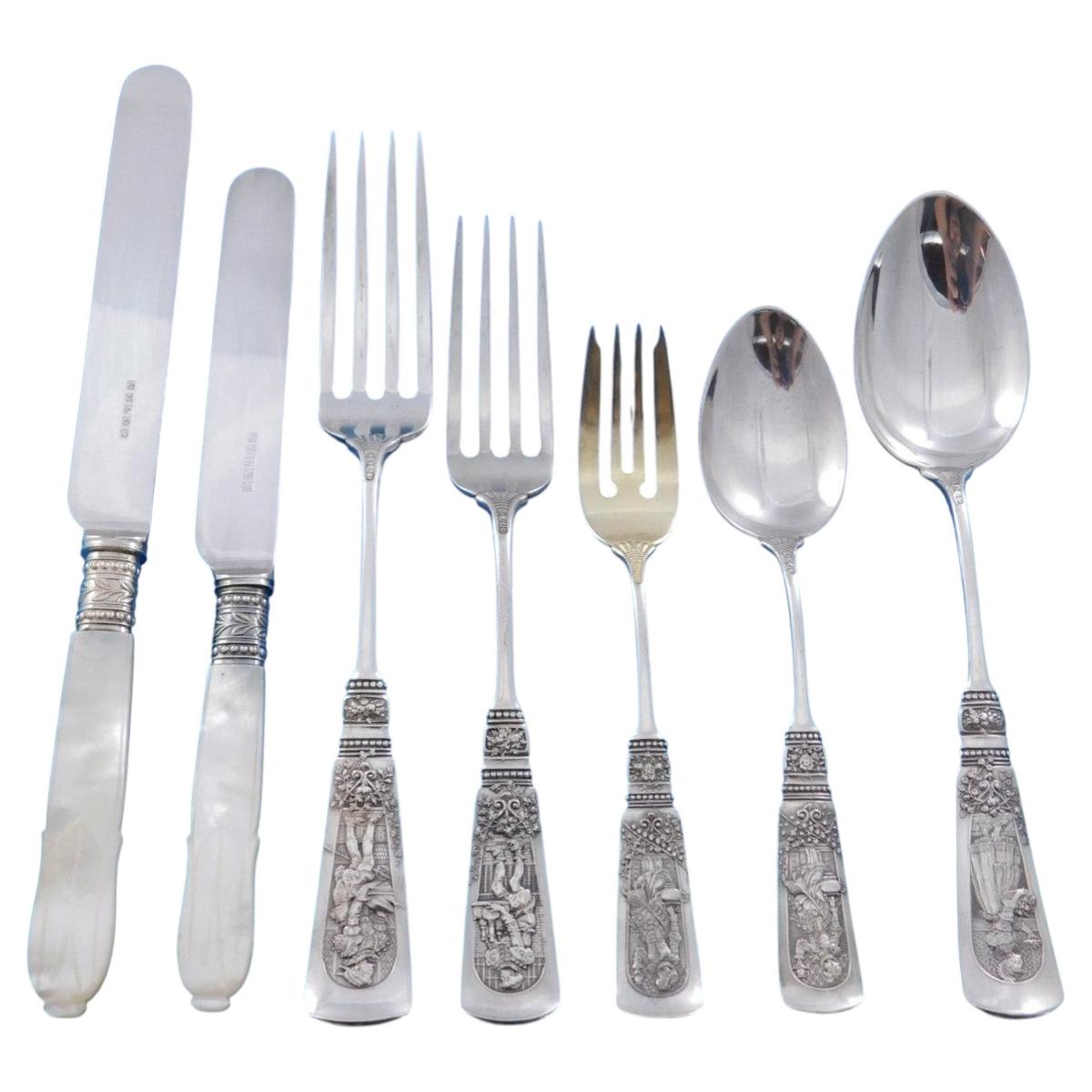 Fontainebleau von Gorham – Besteckset aus Sterlingsilber, 89-teilig, mit verschiedenen Motiven