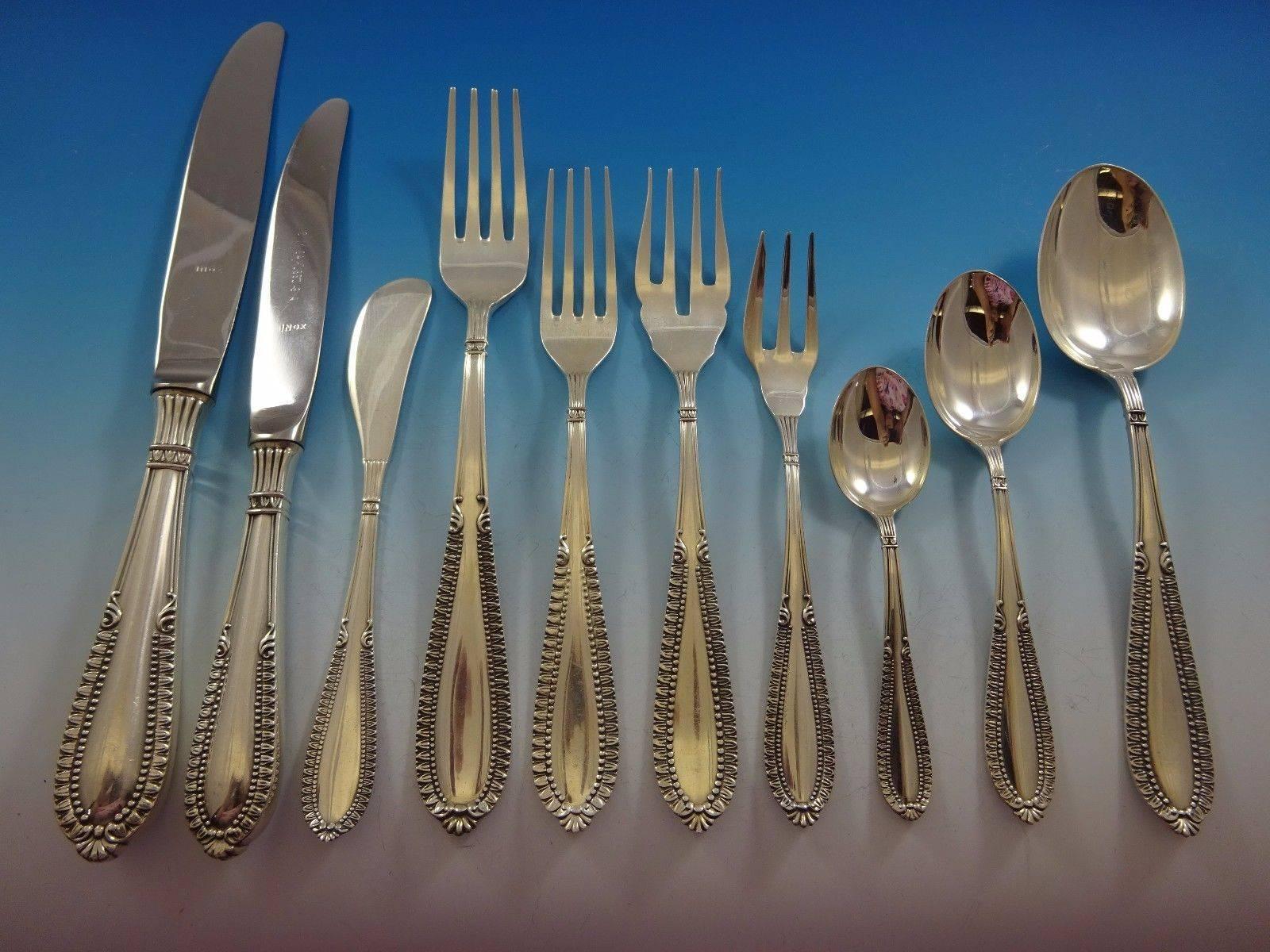 Gran Paris by Camusso (Peru) Sterling Silver Flatware Set of 133 Pieces includes: 12 dinner knives, 9 1/4