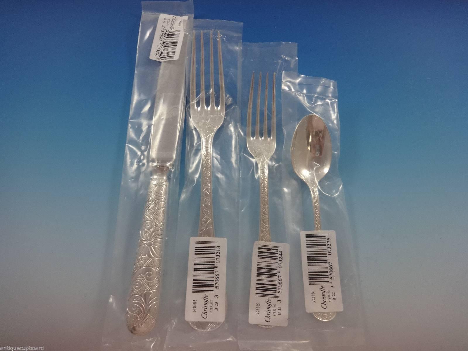 Jardin D'Eden by Christofle Sterling Silver Flatware Service Set 30 Pieces, New In Excellent Condition In Big Bend, WI