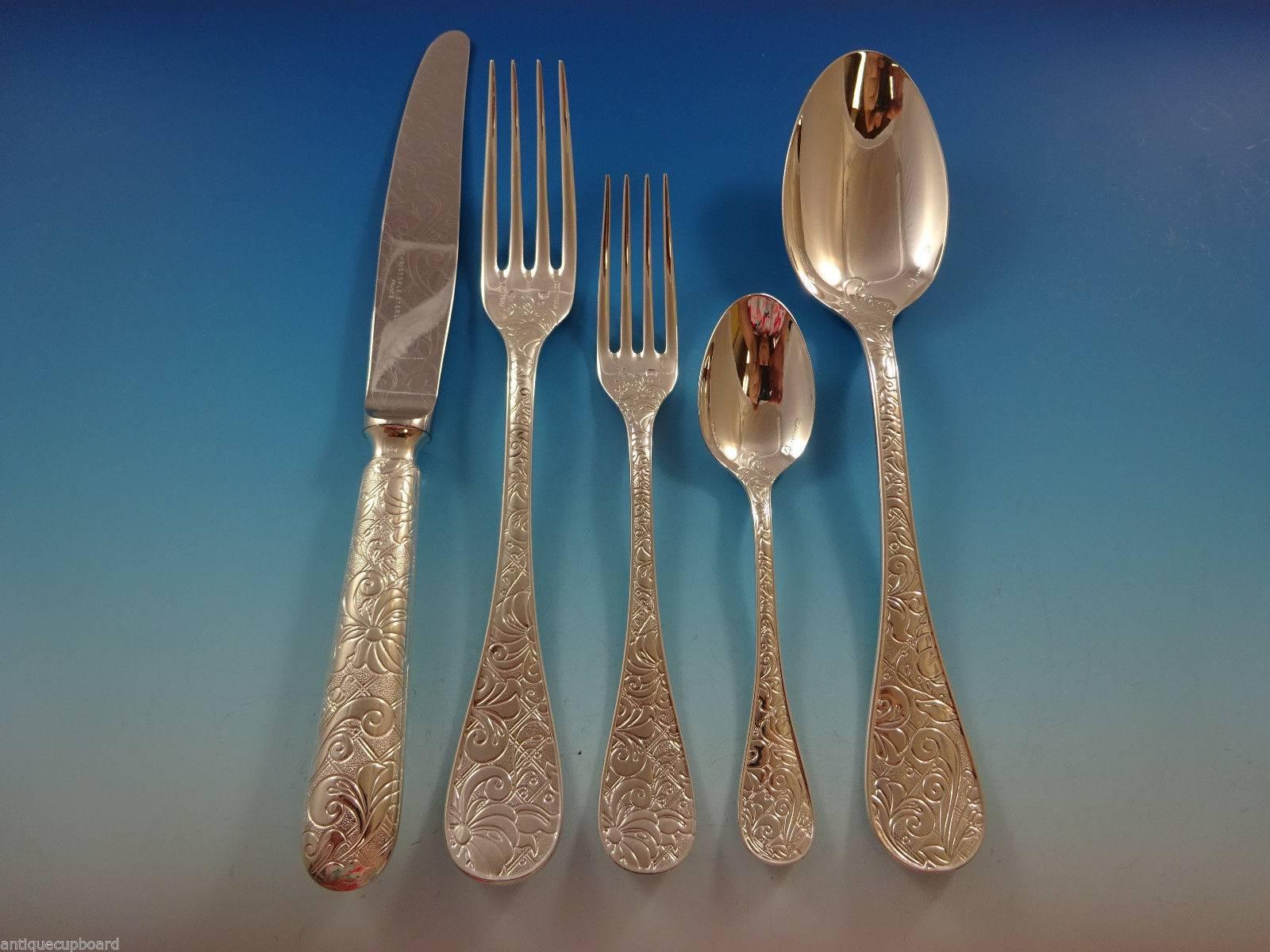 Jardin D'Eden by Christofle Sterling Silver Flatware Service Set 30 Pieces In Excellent Condition In Big Bend, WI