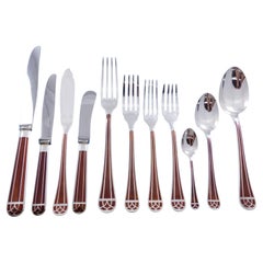 Talisman Sienna Brown Christofle Silverplate Flatware Service Set 135 pcs Unused
