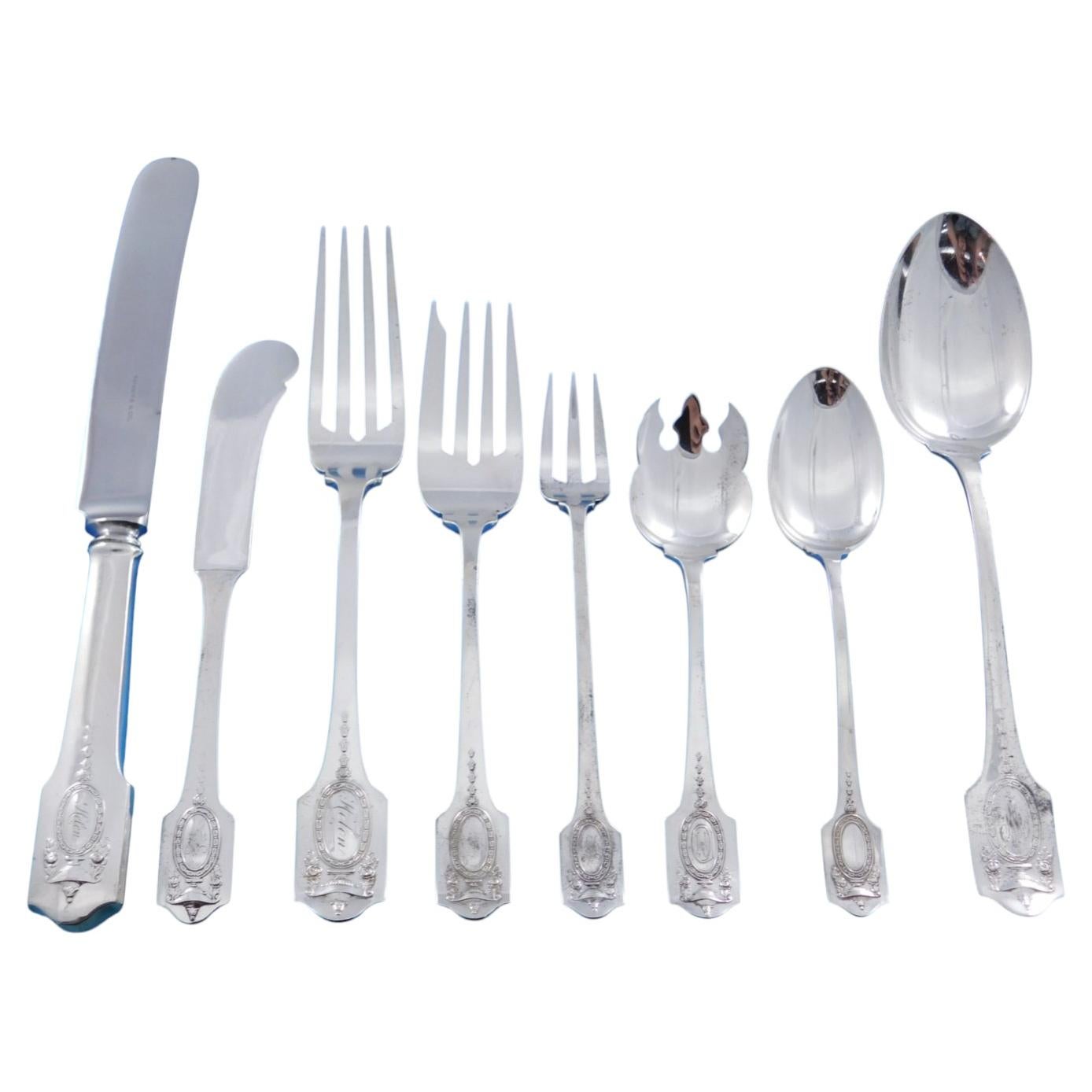 Set di posate "Adam" di Shreve in argento sterling, per 8 coperti, 79 pezzi