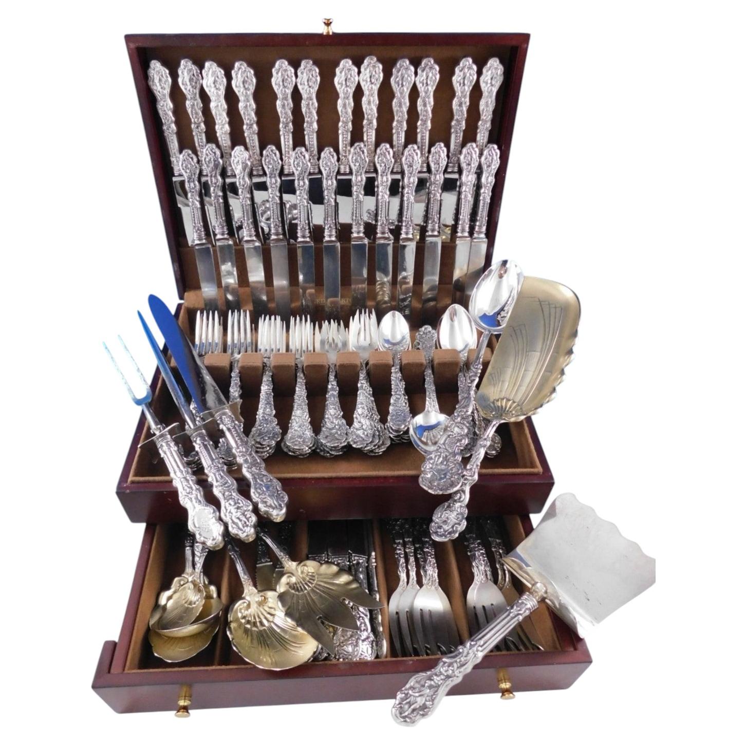 Set di posate "Versailles" di Gorham in argento sterling, servizio da 121 pezzi, cena, Mono S