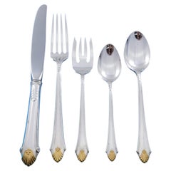 Edgemont Gold by Gorham Sterling Silver Flatware Set for 12 Dinner 64 pcs Unused