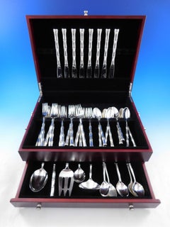 Ensemble de couverts « Mandarin » de Towle en argent sterling, 8 couverts, 45 pièces, motif bambou
