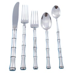 Ensemble de couverts « Mandarin » de Towle en argent sterling, 8 couverts, 45 pièces, motif bambou