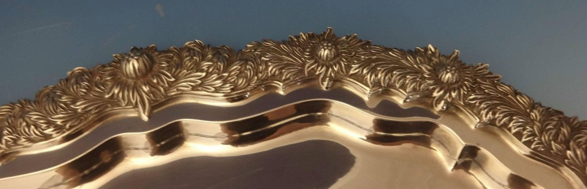 Chrysanthemum by Tiffany & Co. Sterling Silver Platter, 1800s Hollowware In Excellent Condition In Big Bend, WI