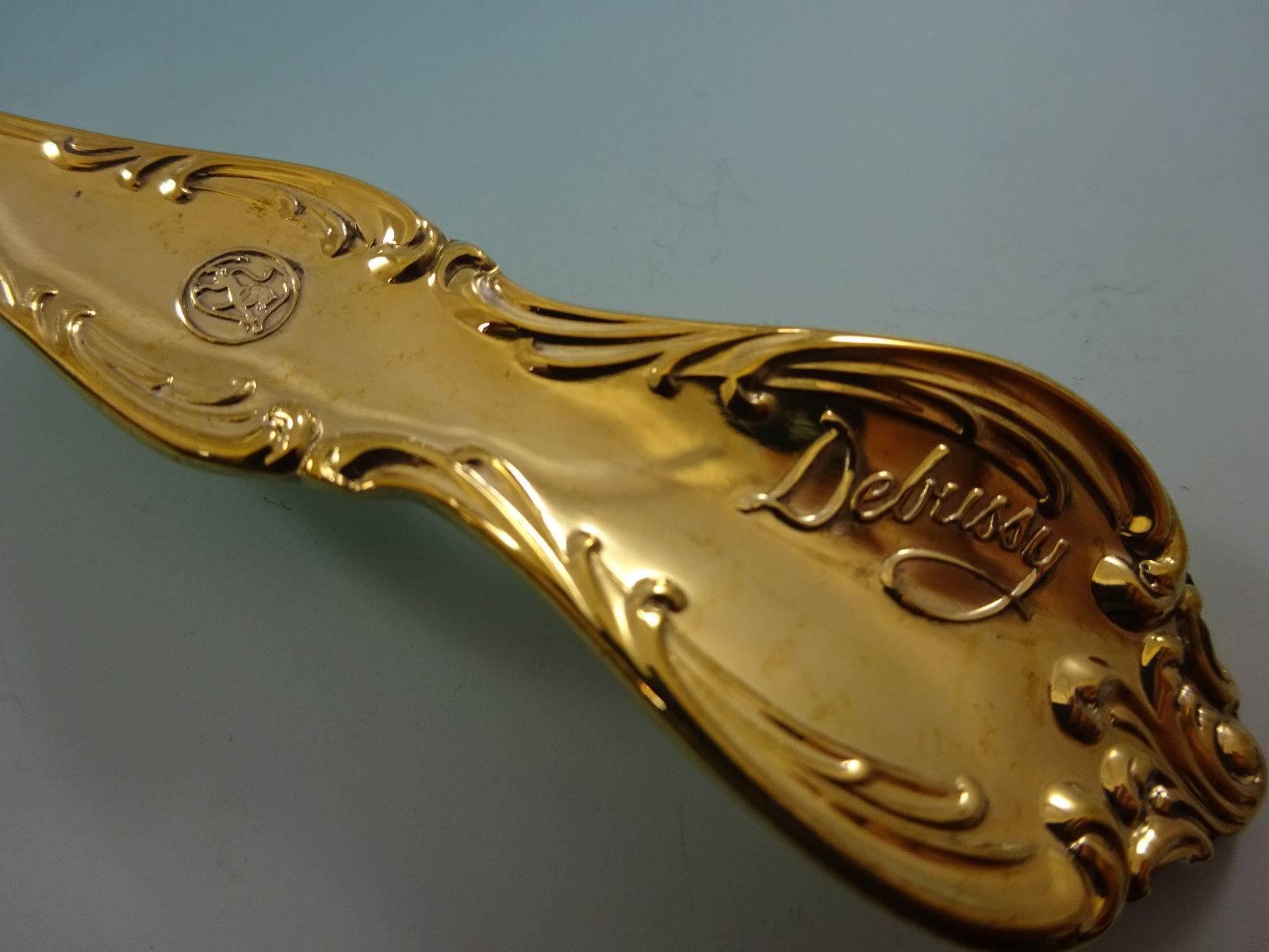 Debussy by Towle Sterling Silver Flatware Service for 12, Set in Vermeil Gold In Excellent Condition For Sale In Big Bend, WI