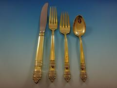 Danish Baroque by Towle Sterling Silver Flatware Service 12 Set Vermeil Gold